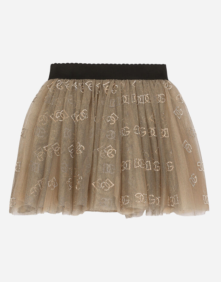Dolce & Gabbana Tulle skirt with DG logo Gold L54I80G7K2T