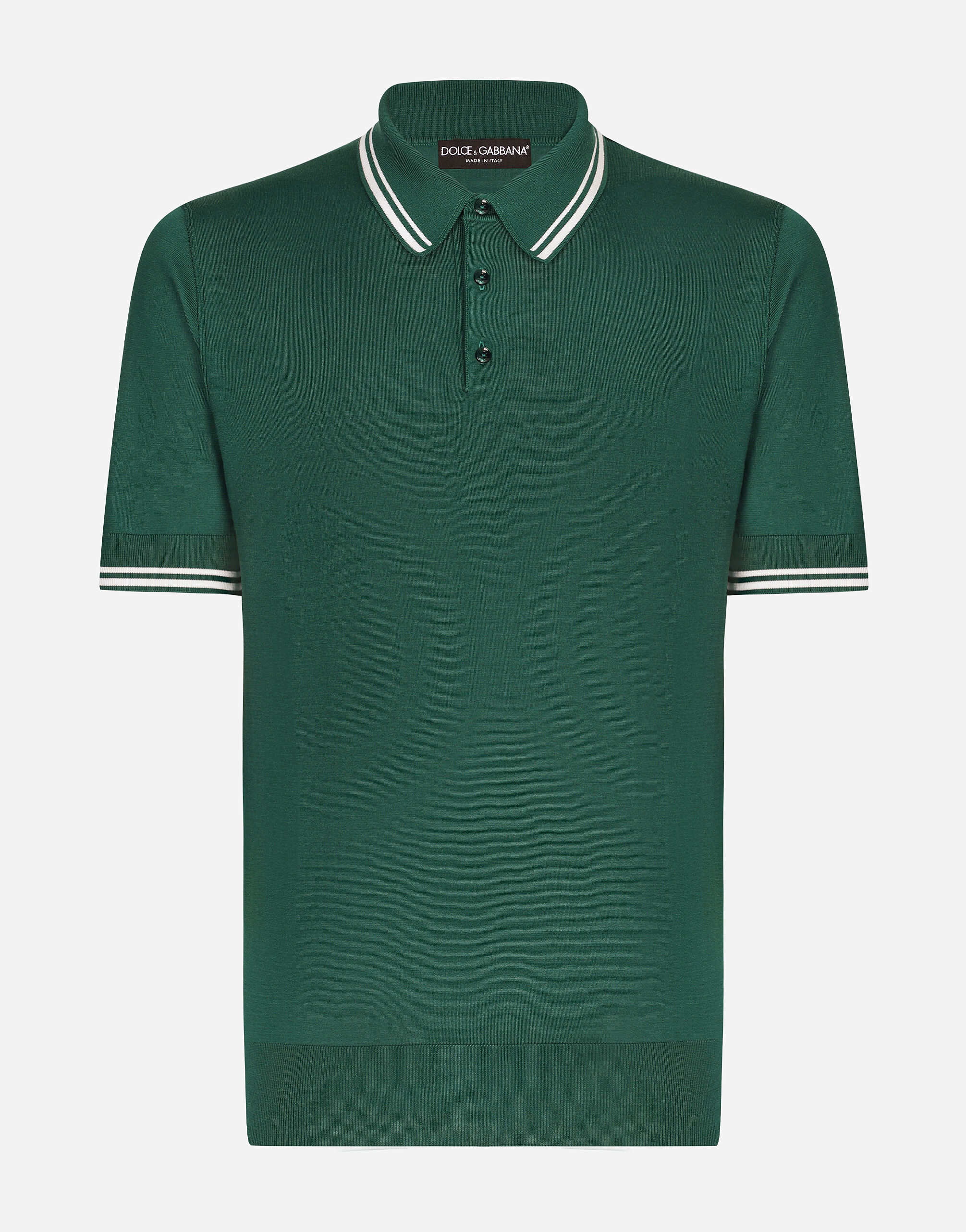 Polo en soie en Vert pour homme Dolce Gabbana