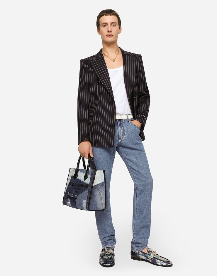 Dolce & Gabbana エッジ ショッピングバッグ デニム パッチワーク ロゴ マルチカラー BM2272AO998