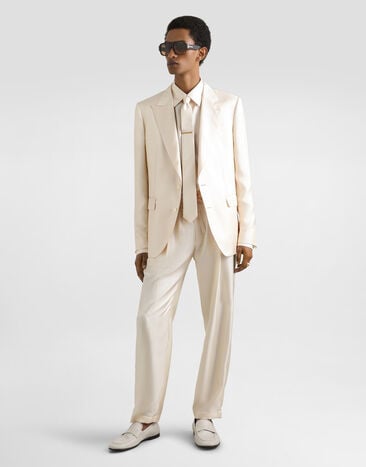 Dolce & Gabbana Sicilia light single-breasted silk twill jacket Beige G2UQ8TFU10S