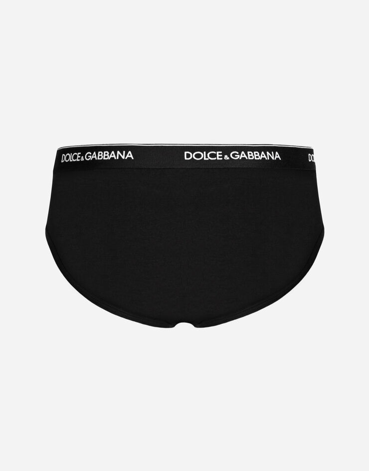 Dolce & Gabbana Bi-pack mid briefs in stretch cotton Black N9A03JO0025
