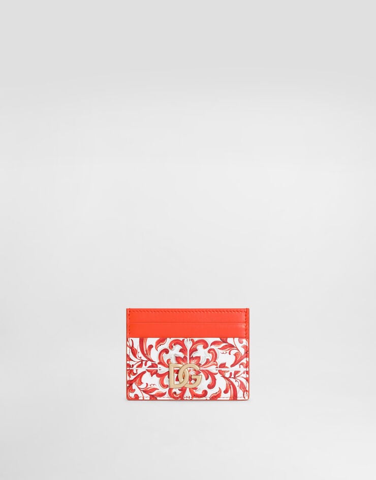 Dolce & Gabbana 3.5 card holder in majolica-print calfskin Multicolor BI0330AO026