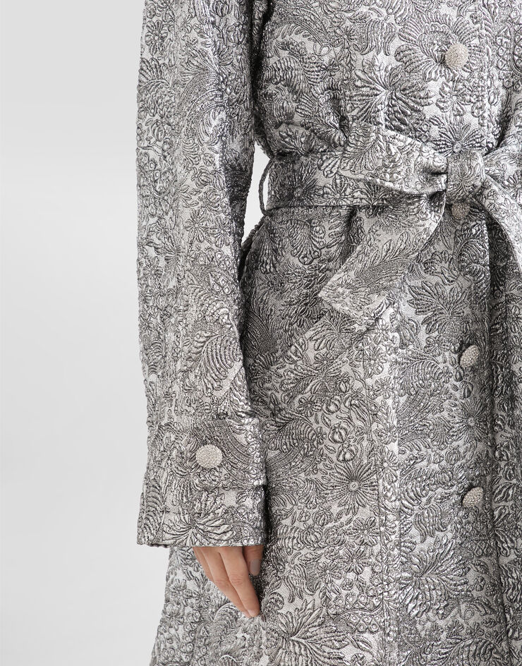 Dolce & Gabbana Gabardina de tejido jacquard floral lamé Silver F0W3LZFJZAL