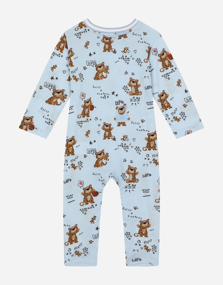 Dolce & Gabbana Подарочный набор из 3 изделий из джерси с принтом Baby Leo лазурный L1JG34G7G0H