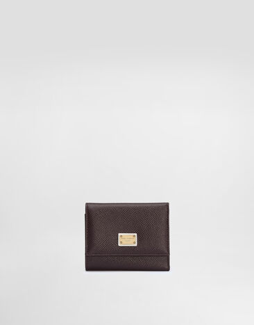 Dolce & Gabbana Cartera en piel de becerro Dauphine con placa con logotipo Violeta BI0770A1001