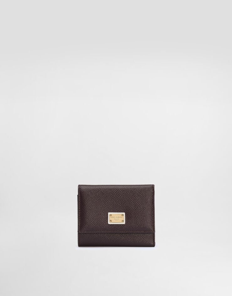 Dolce & Gabbana Cartera en piel de becerro Dauphine con placa con logotipo Violeta BI0770A1001