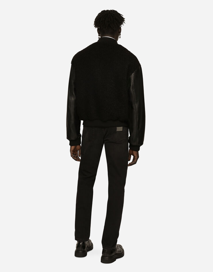 Dolce & Gabbana Wool bouclé and faux leather jacket Black G9YF5TGG717