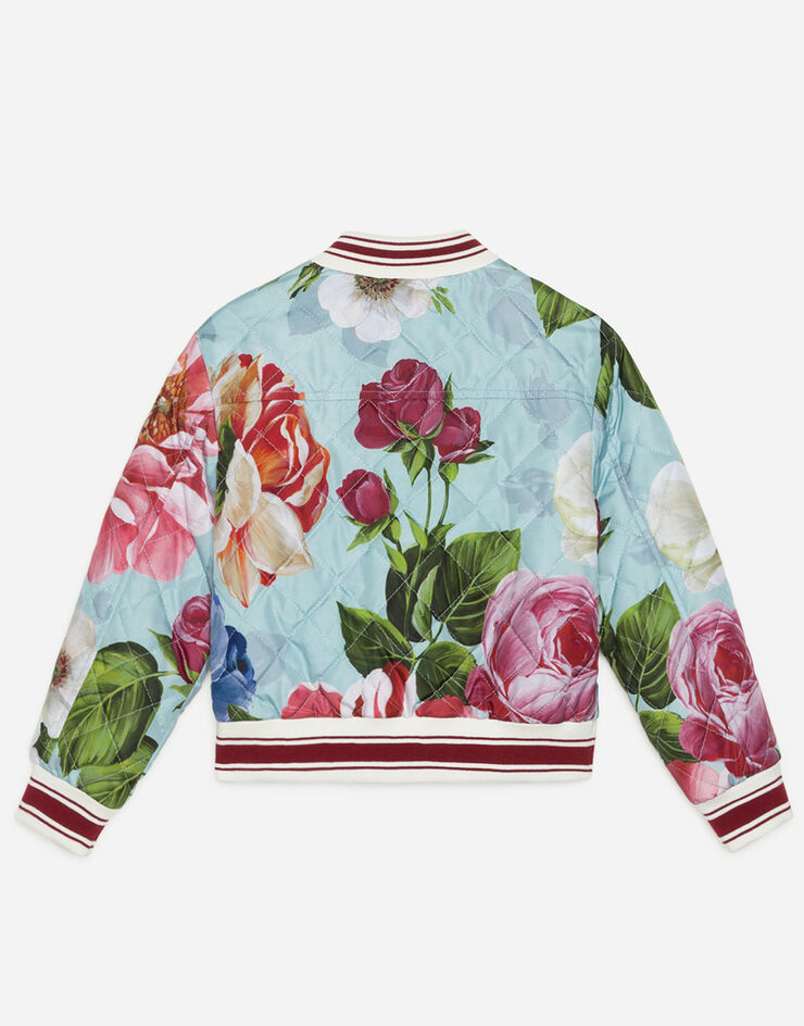 Dolce & Gabbana NYLON BOMBER JACKET WITH FLORAL PRINT AND LIGHT BLUE BOTTOM FLORAL PRINT L5JBINHSM27