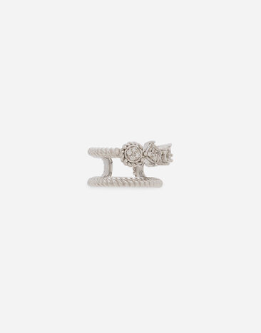 Dolce & Gabbana Single earring double earcuff in white gold 18k with diamond pavé Gold WBND2GWYEDI