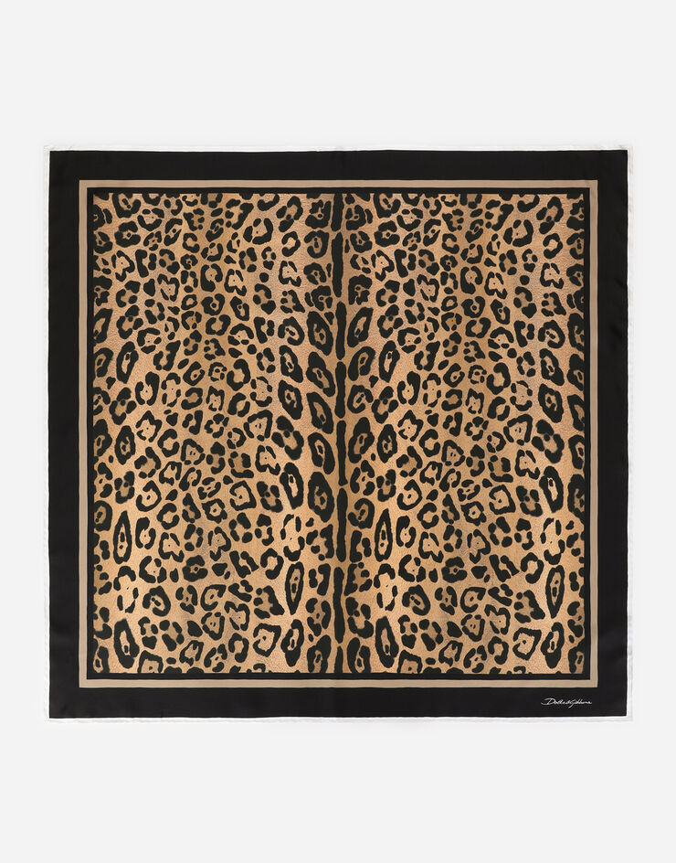 Dolce & Gabbana Fular 90 x 90 en sarga estampado leopardo Multicolor IF677WG7BPY