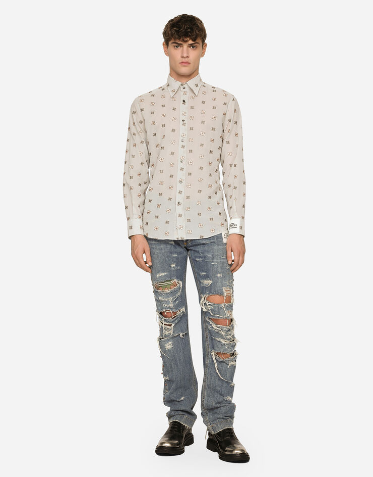 Dolce & Gabbana Washed denim jeans with studs and rips Multicolor GZ74MZG8JS7