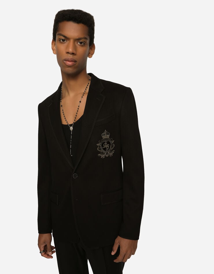 Dolce & Gabbana Jacke aus jersey mit patch SCHWARZ G2MR5ZFUGI2