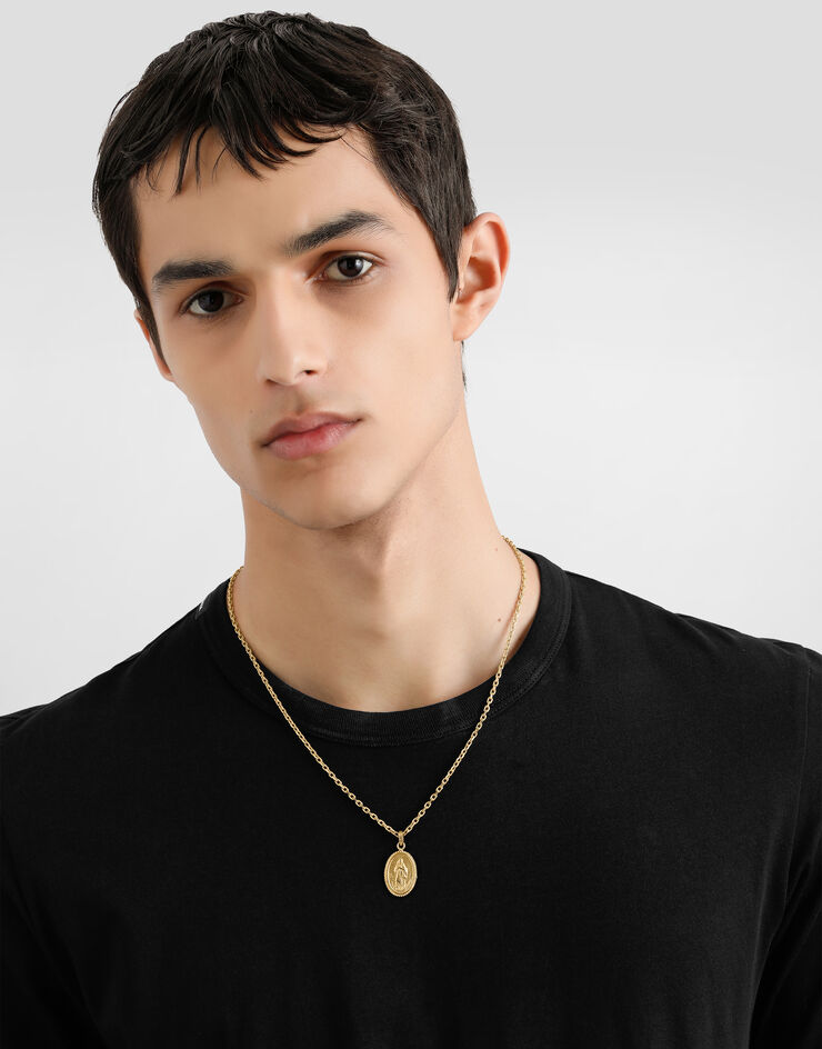 Dolce & Gabbana Metal necklace with engraved medallion Gold WNR3S2W1111