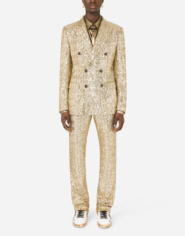 Dolce & Gabbana Double-breasted sequined Sicilia-fit suit Gold GKGJMTFLM7Q
