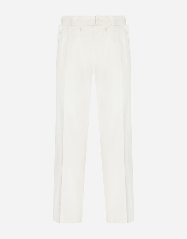 Dolce & Gabbana سروال قطني مرن طراز ملاح أبيض GP02ETFUFL5