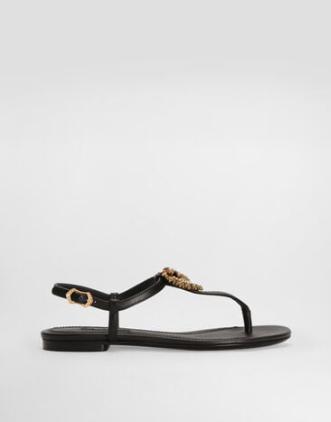 Dolce & Gabbana Nappa leather Devotion flip flops Black CQ0353AX191