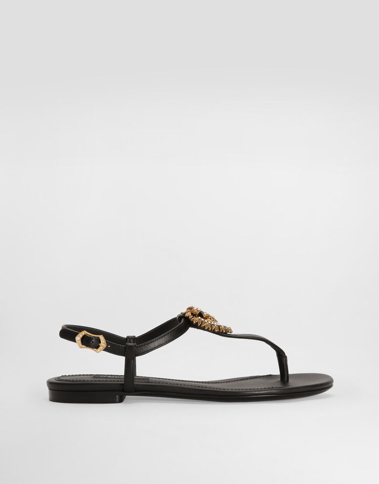 Dolce & Gabbana Nappa leather Devotion flip flops Black CQ0353AX191