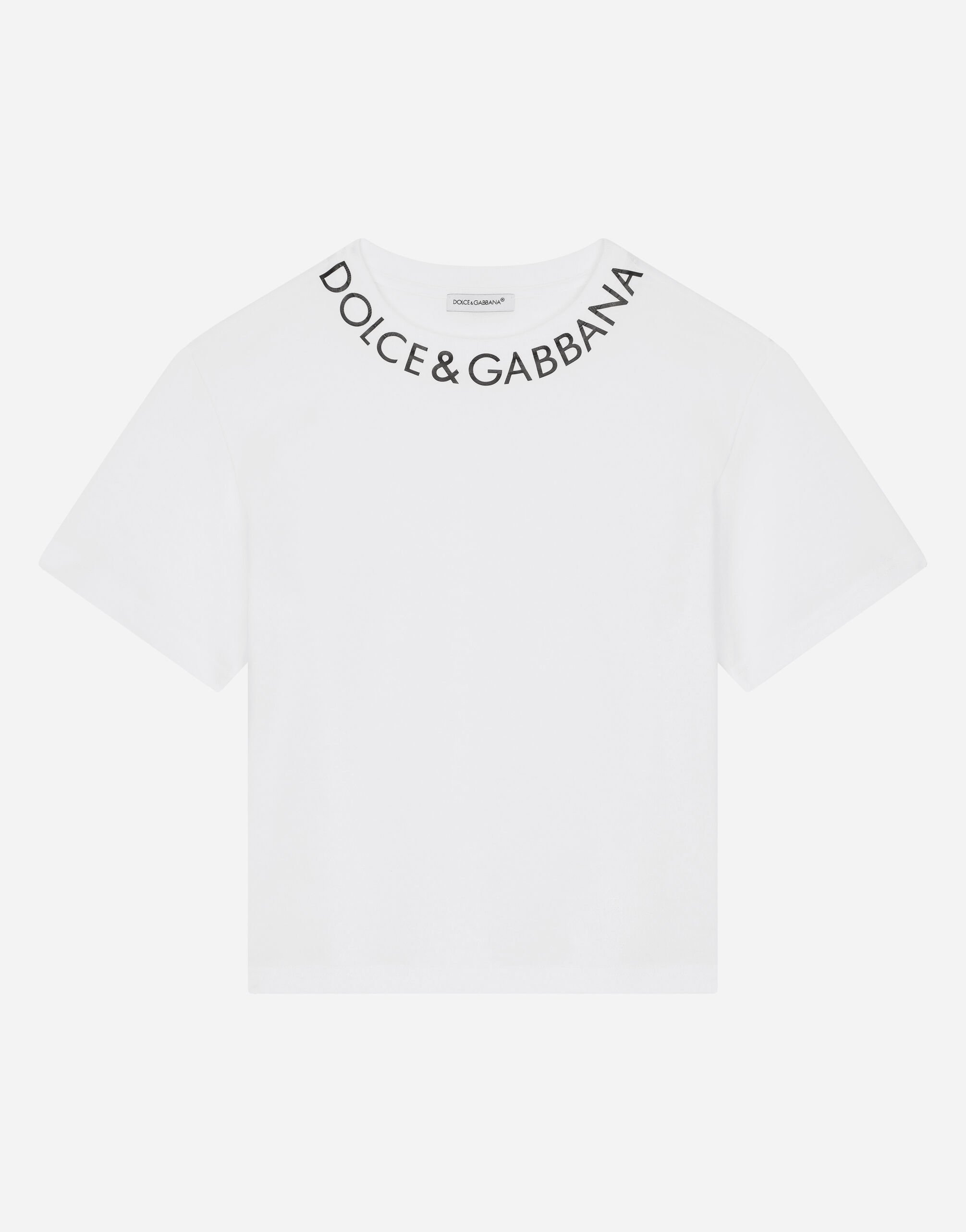 Dolce & Gabbana Jersey T-shirt with logo print Green L5JW7EG7E3Z