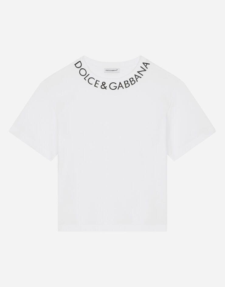 Dolce & Gabbana Camiseta de punto con estampado del logotipo Blanco L4JTEYG7IJ6