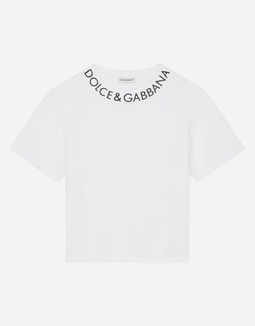Dolce&Gabbana Jersey T-shirt with logo print White L5JTJQG7J6Q