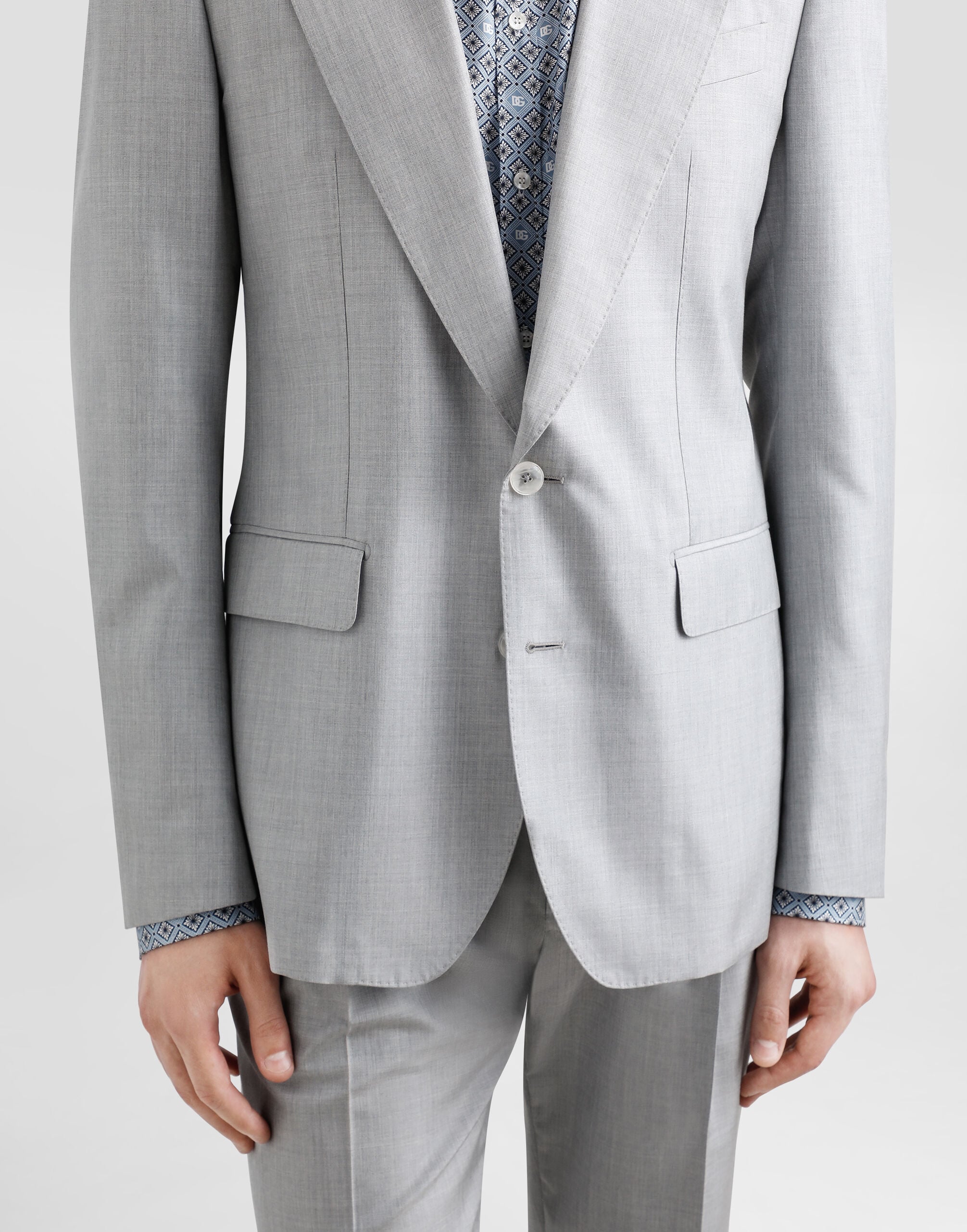 Deconstructed single-breasted silk suit in Grey for Men
