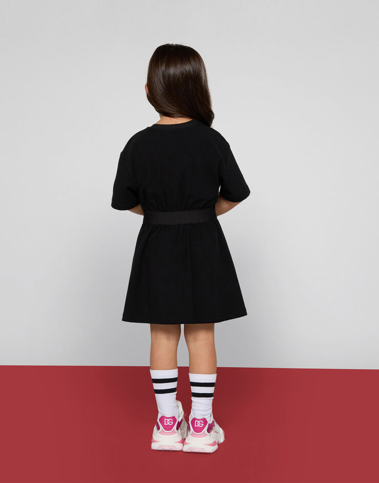 DolceGabbanaSpa Vestido de interlock con logotipo en cinta elástica Negro L5JD6EG7I0D