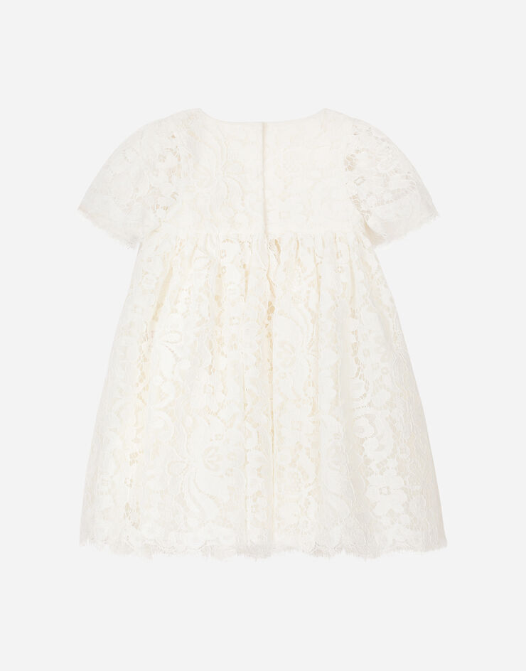 Dolce & Gabbana فستان تعميد من الدانتيل من خط الامبراطورية مع أكمام قصيرة أبيض L0EGG3HLMQQ