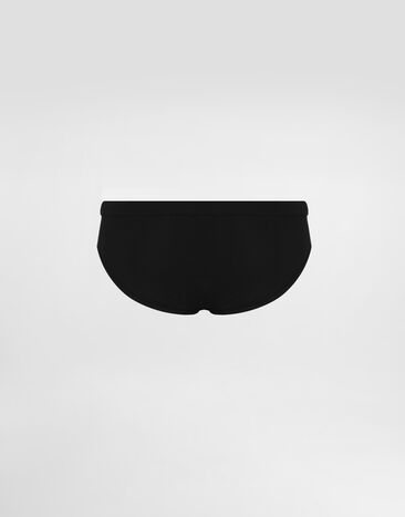 Dolce & Gabbana Swim briefs with high-cut leg and tag Black M4A99JONR47