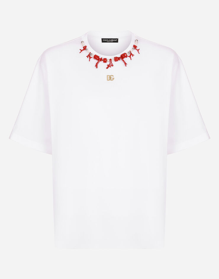 Dolce & Gabbana T-SHIRT M/CORTA GIRO Bianco G8NC5ZG7D1D