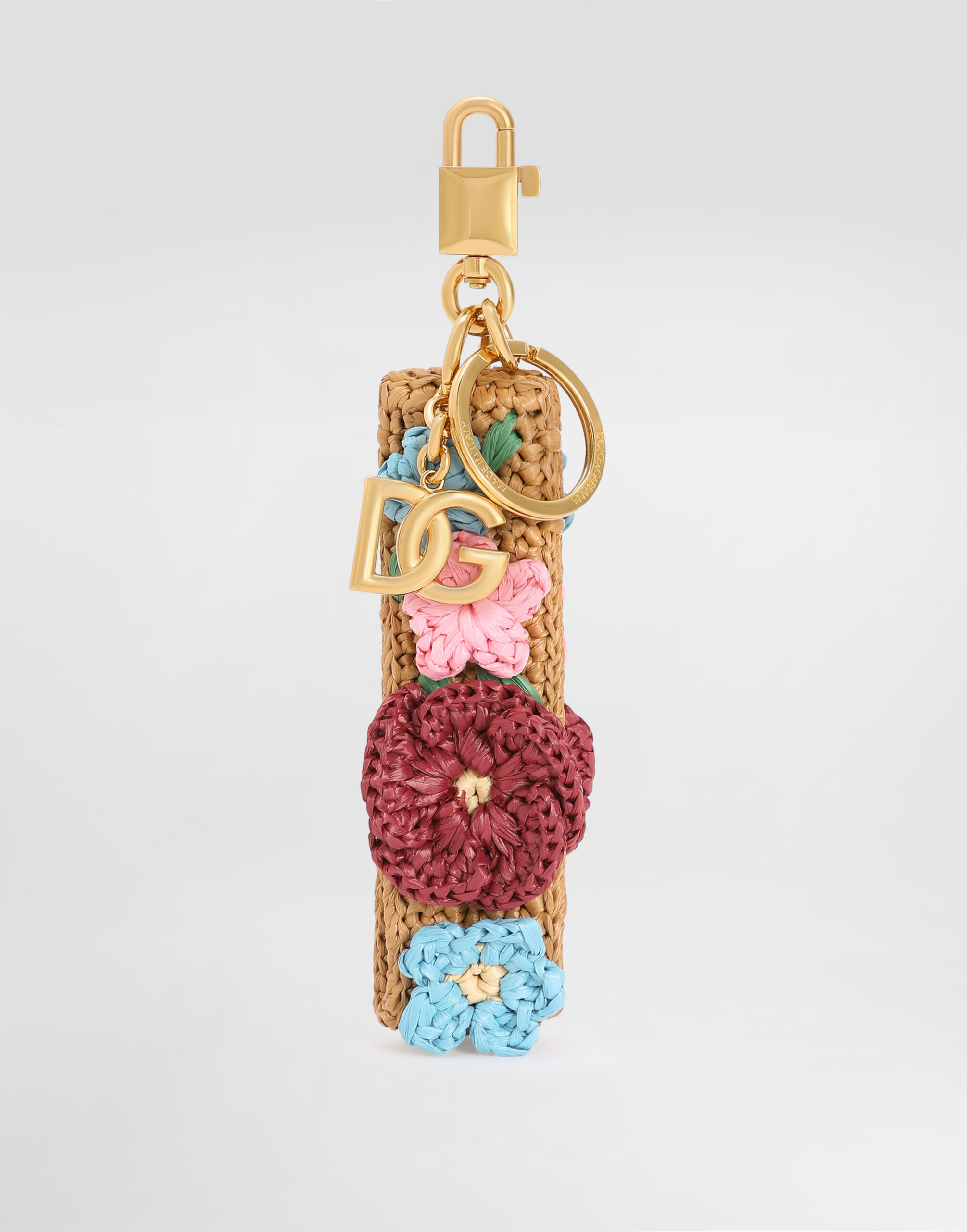 Crochet raffia keychain in Multicolor for Women | Dolce&Gabbana® US