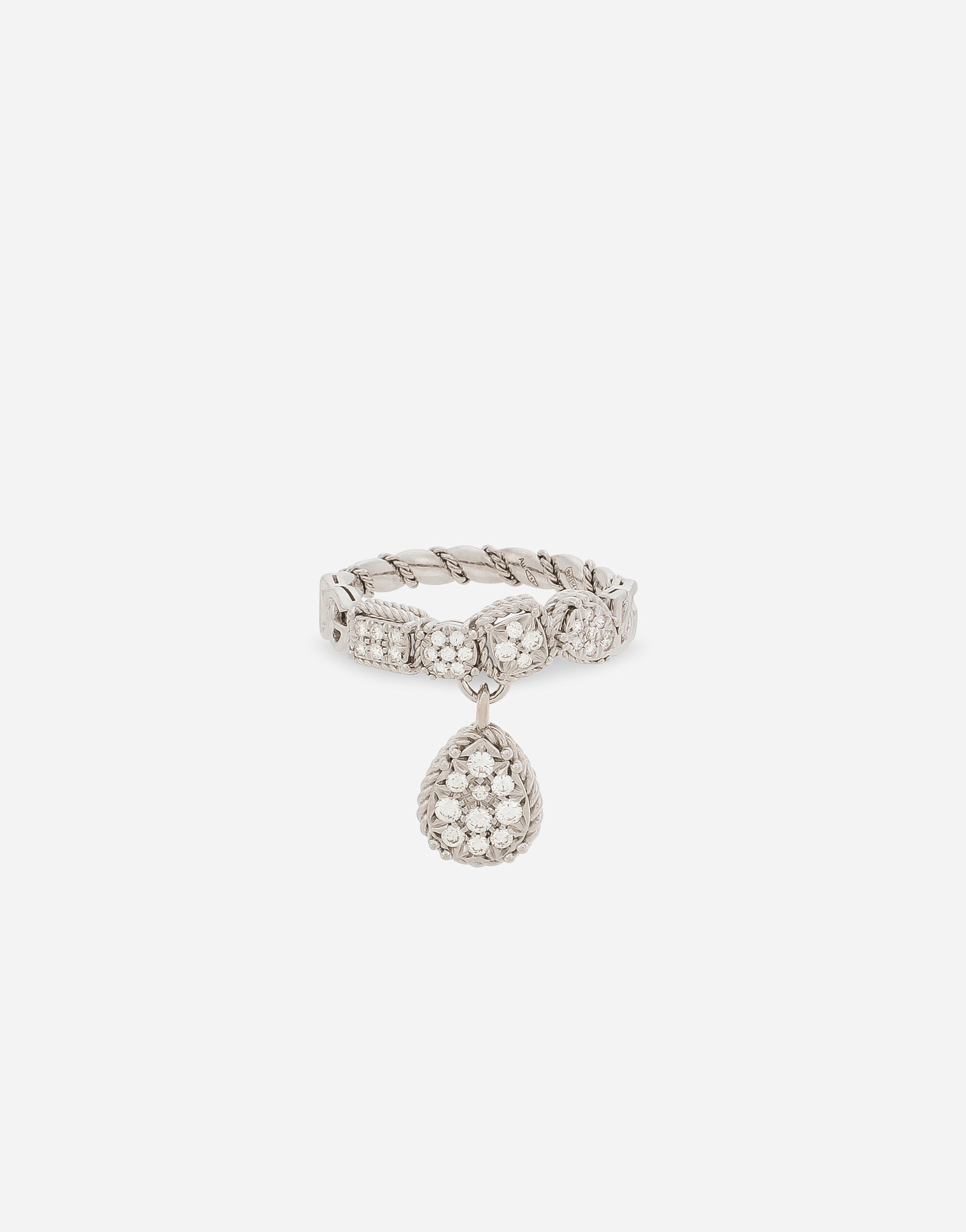 Dolce & Gabbana Bague Easy Diamond en or blanc 18 ct avec pavé de diamants Blanc WRQA1GWSPBL