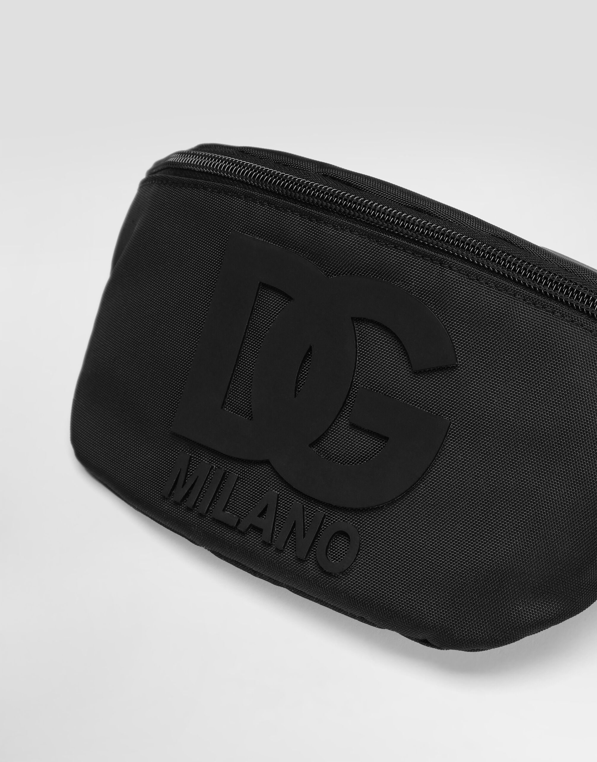 Nylon waist bag with DG rubber patch in Black for Boys