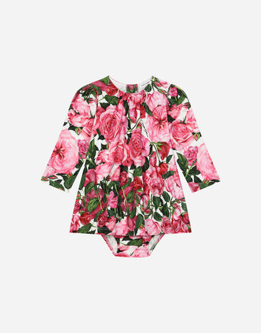 Dolce & Gabbana Interlock dress with rose print over a white background Print L23DW2FI5KS