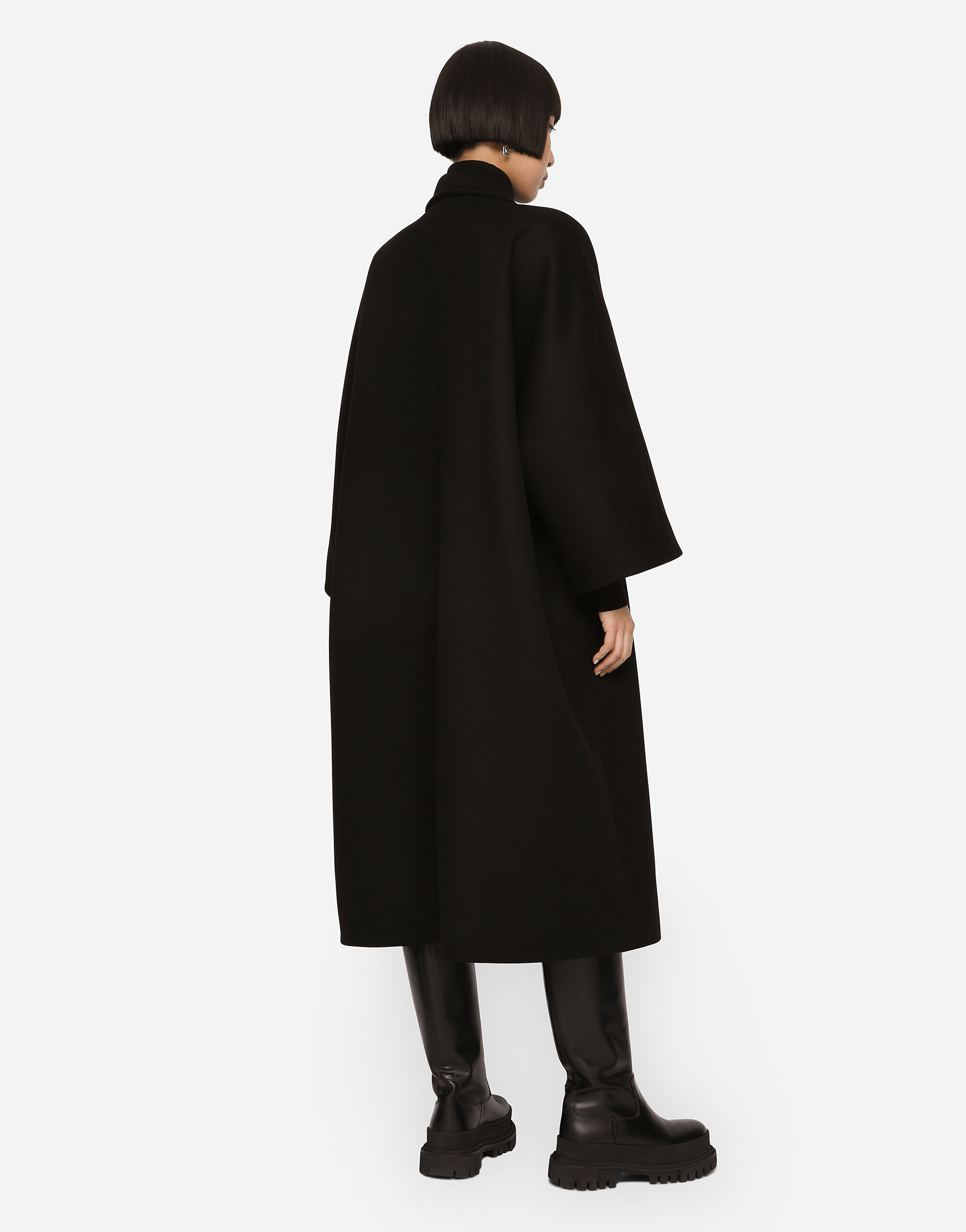 Double-breasted baize coat in Black for Women