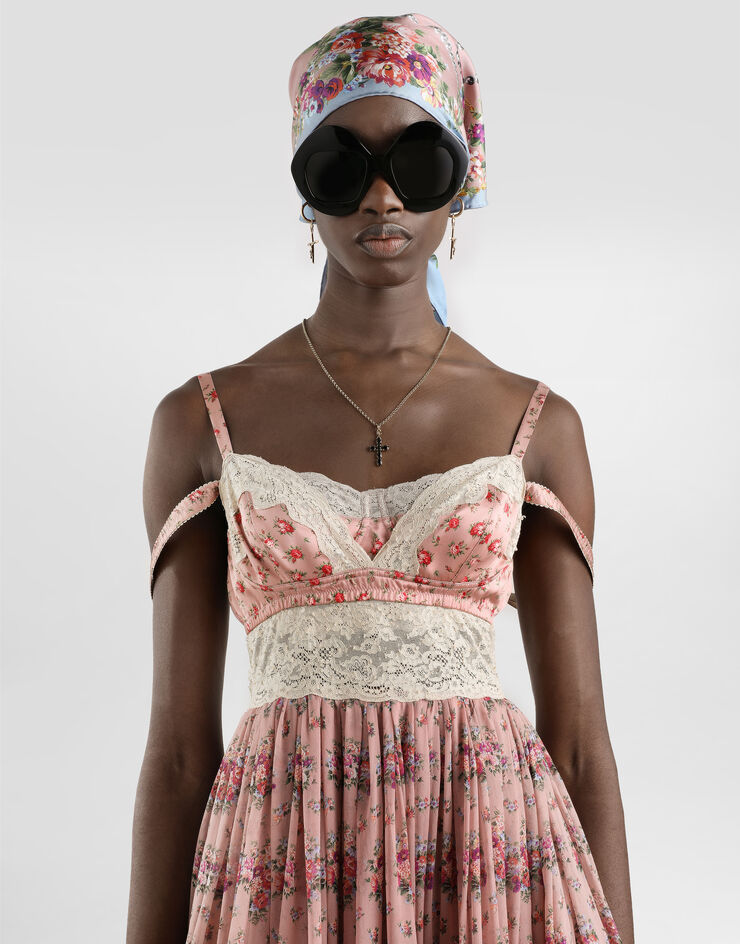 Dolce & Gabbana 小花束印花雪纺连衣裙 Multicolor F60H0TIS10F