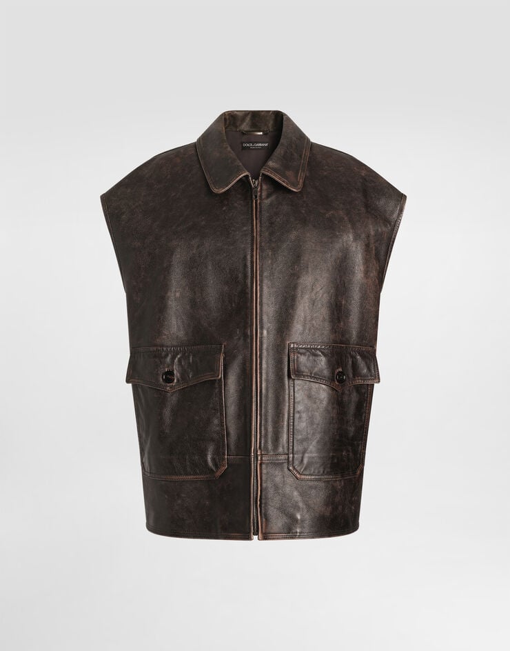 Dolce & Gabbana Bull leather vest Brown F9U51LHUL1H