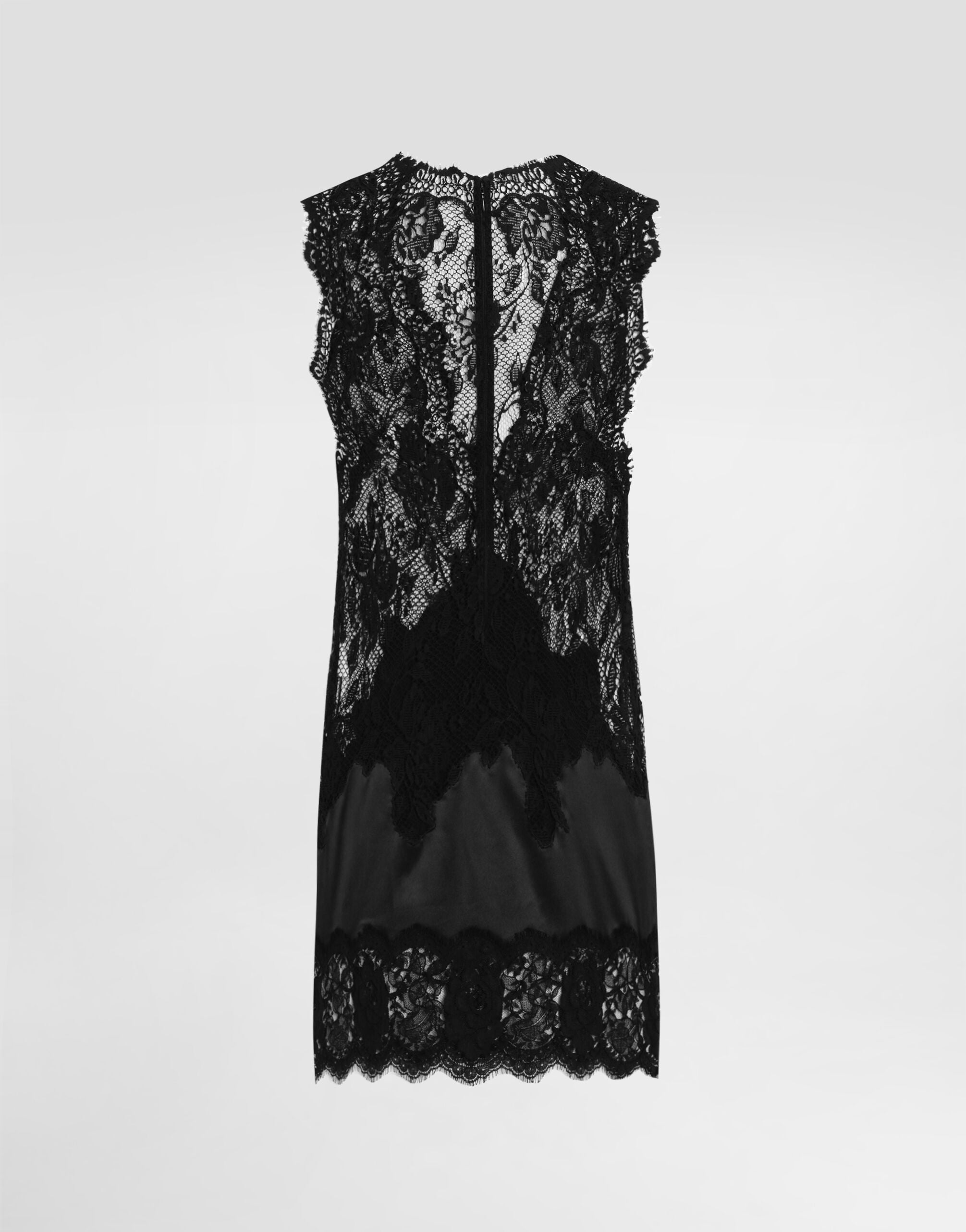 Short dress with lace in Black for Women | Dolce&Gabbana® US