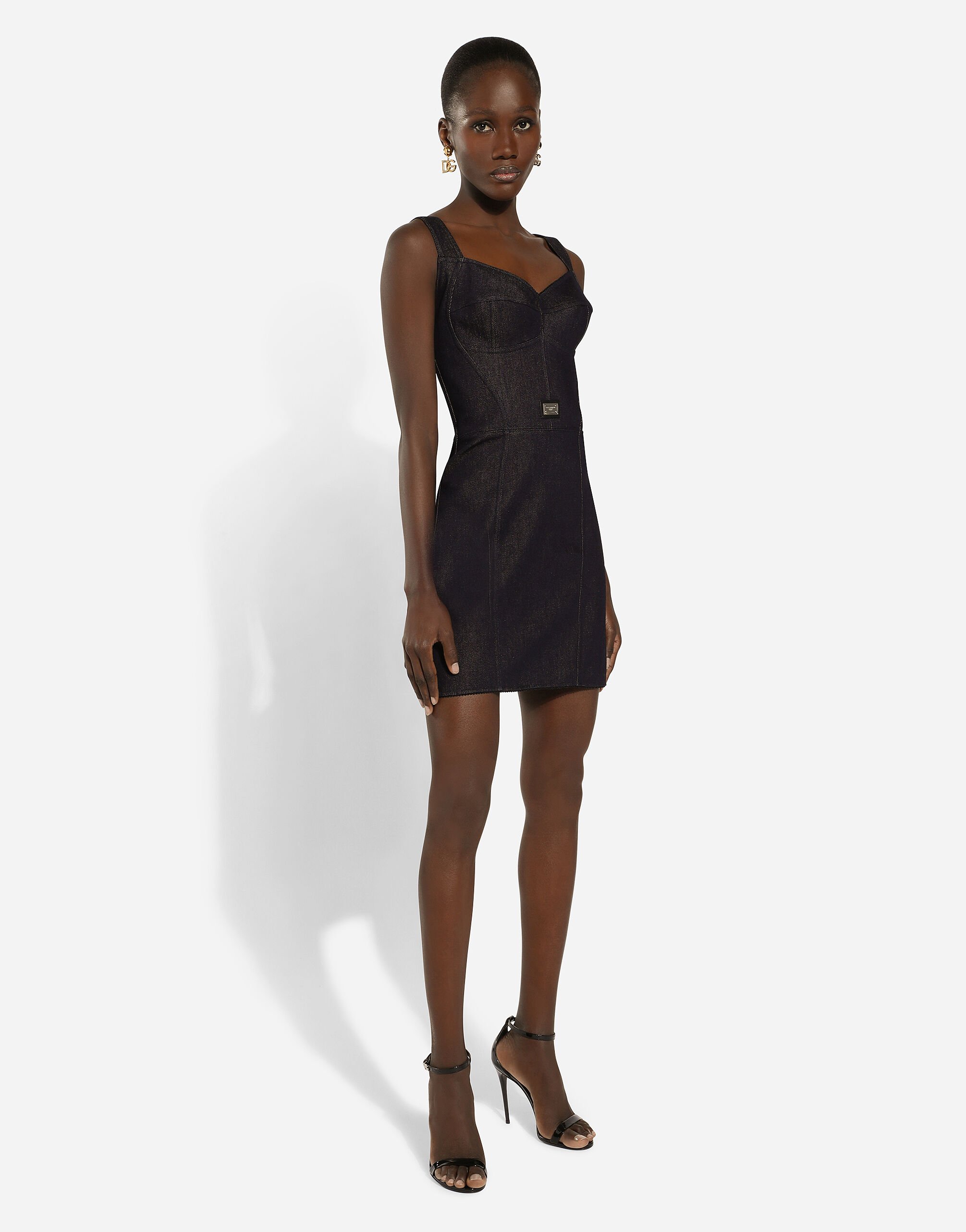 Cotton denim corset dress in Multicolor for Women Dolce Gabbana