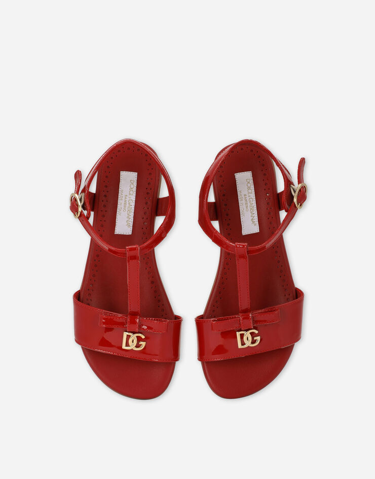 Dolce & Gabbana Sandales en cuir verni à logo DG en métal Rouge D11155A1328