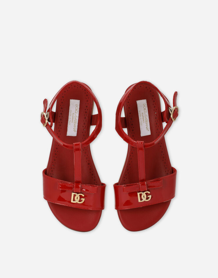 Dolce & Gabbana Patent leather sandals with metal DG logo Red D11155A1328
