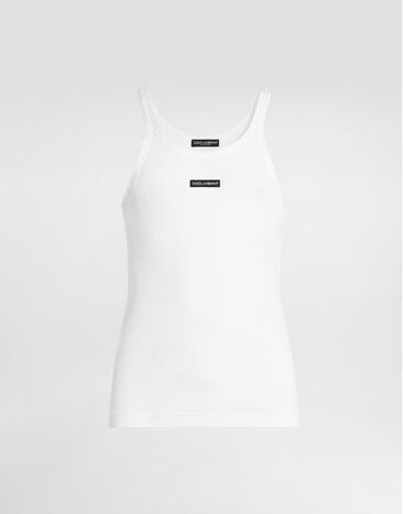Dolce & Gabbana Cotton tank top with print White G8PA8TG7P3I