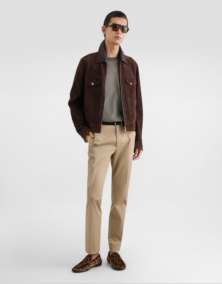 Dolce & Gabbana Stretch cotton gabardine trousers Beige GP19VTFUFJ9