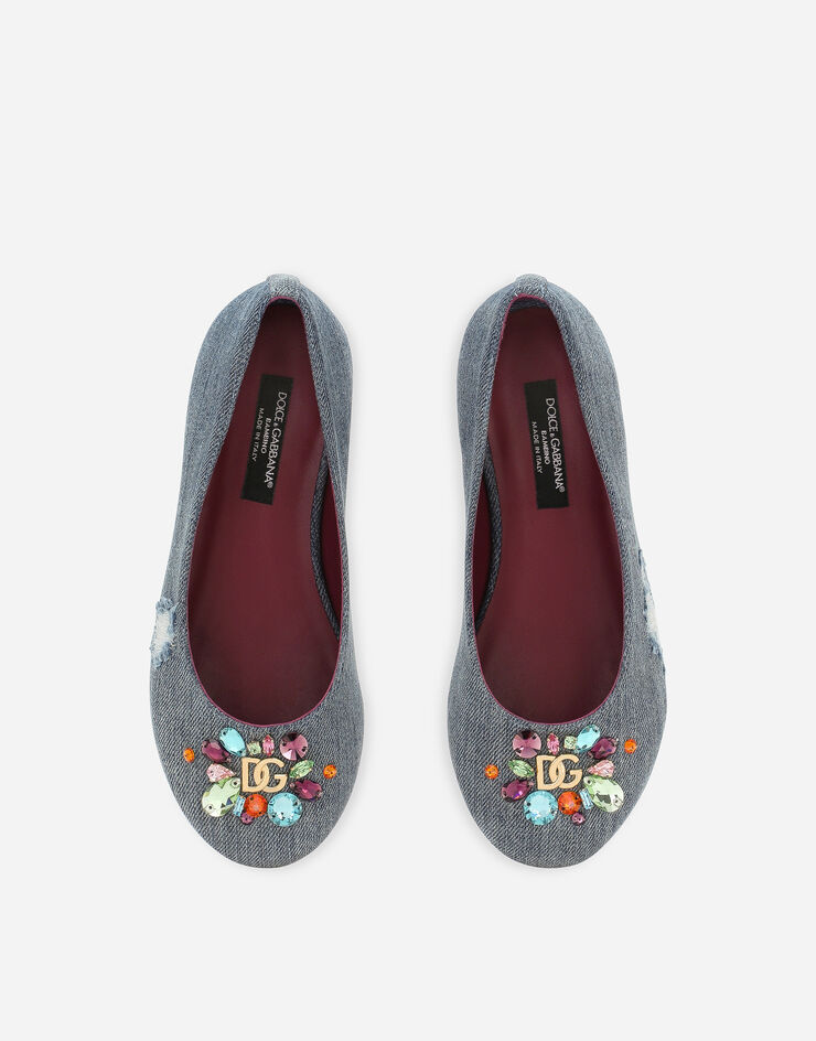 Dolce & Gabbana Ballerina aus Patchwork-Denim Blau D10510AR142