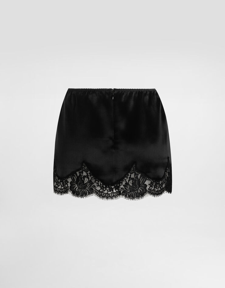Dolce & Gabbana Short satin skirt Black F4DAVTFU1NU