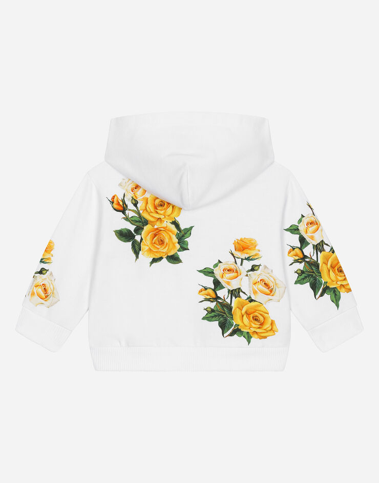 Dolce & Gabbana Sweat-shirt zippé avec capuche et imprimé roses jaunes Imprimé L2JW9XG7K6R