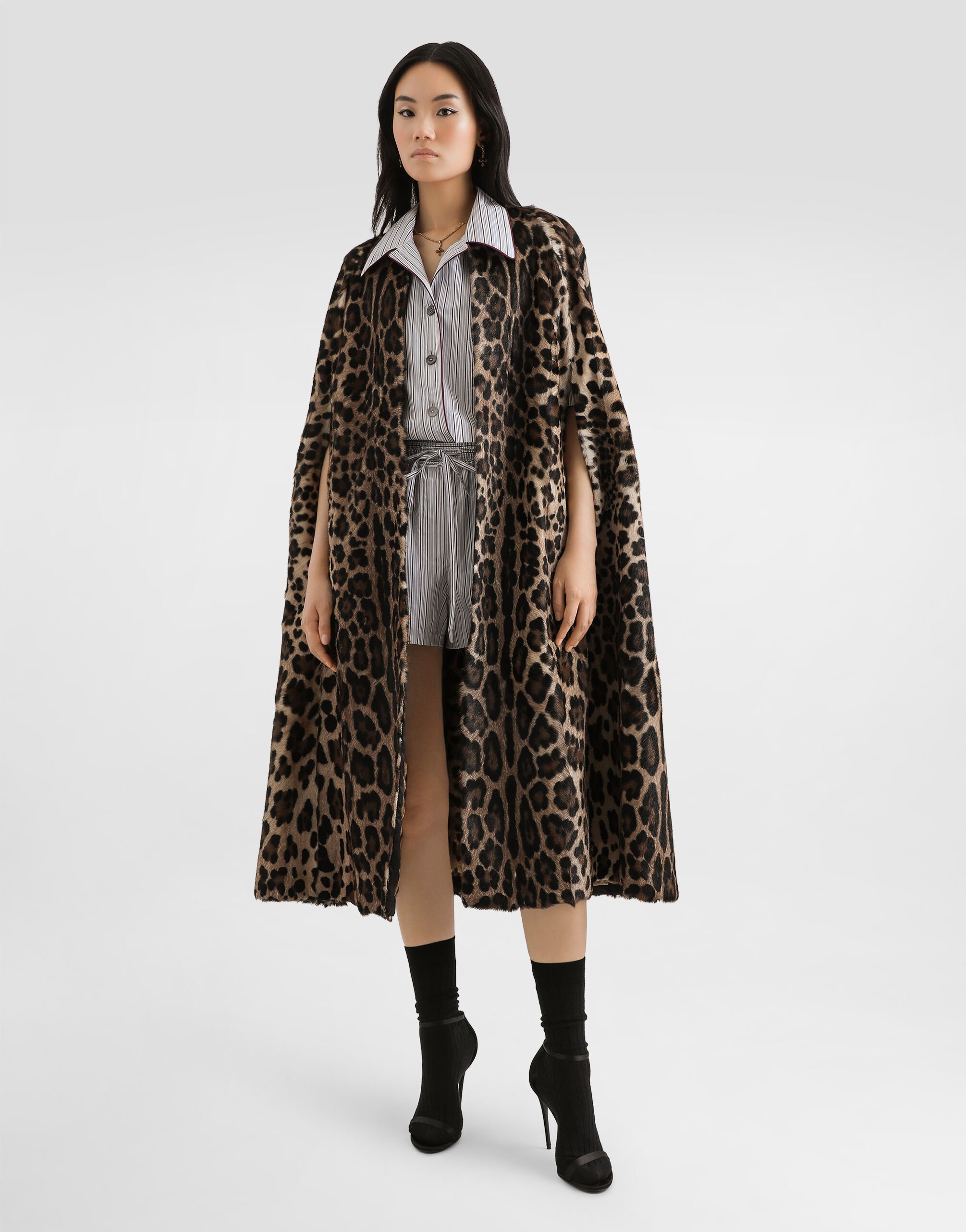 Leo kid leather cape in Print for Women | Dolce&Gabbana® US