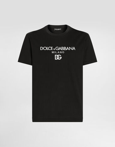 Dolce & Gabbana Cotton T-shirt with DG embroidery Black G8PN9TG7M1C