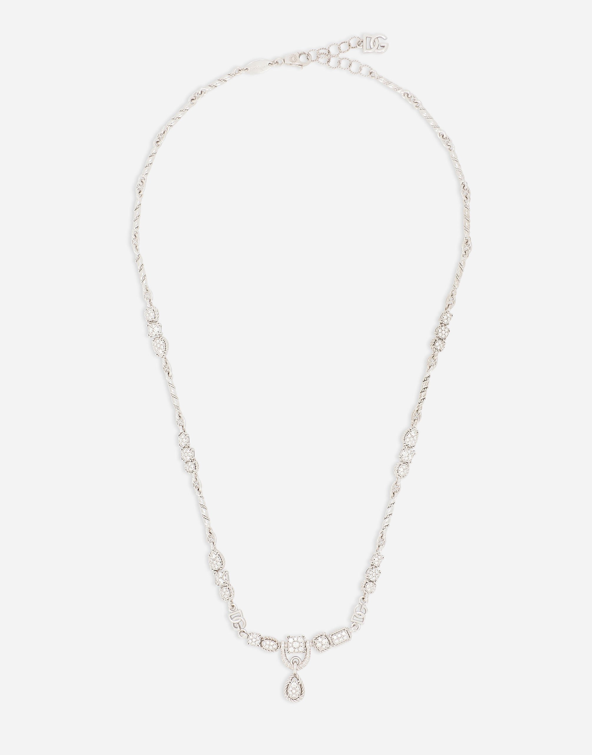Dolce & Gabbana Halskette Easy Diamond aus Weißgold 18 kt und Pavé aus Diamanten Gold WNQA3GWQC01