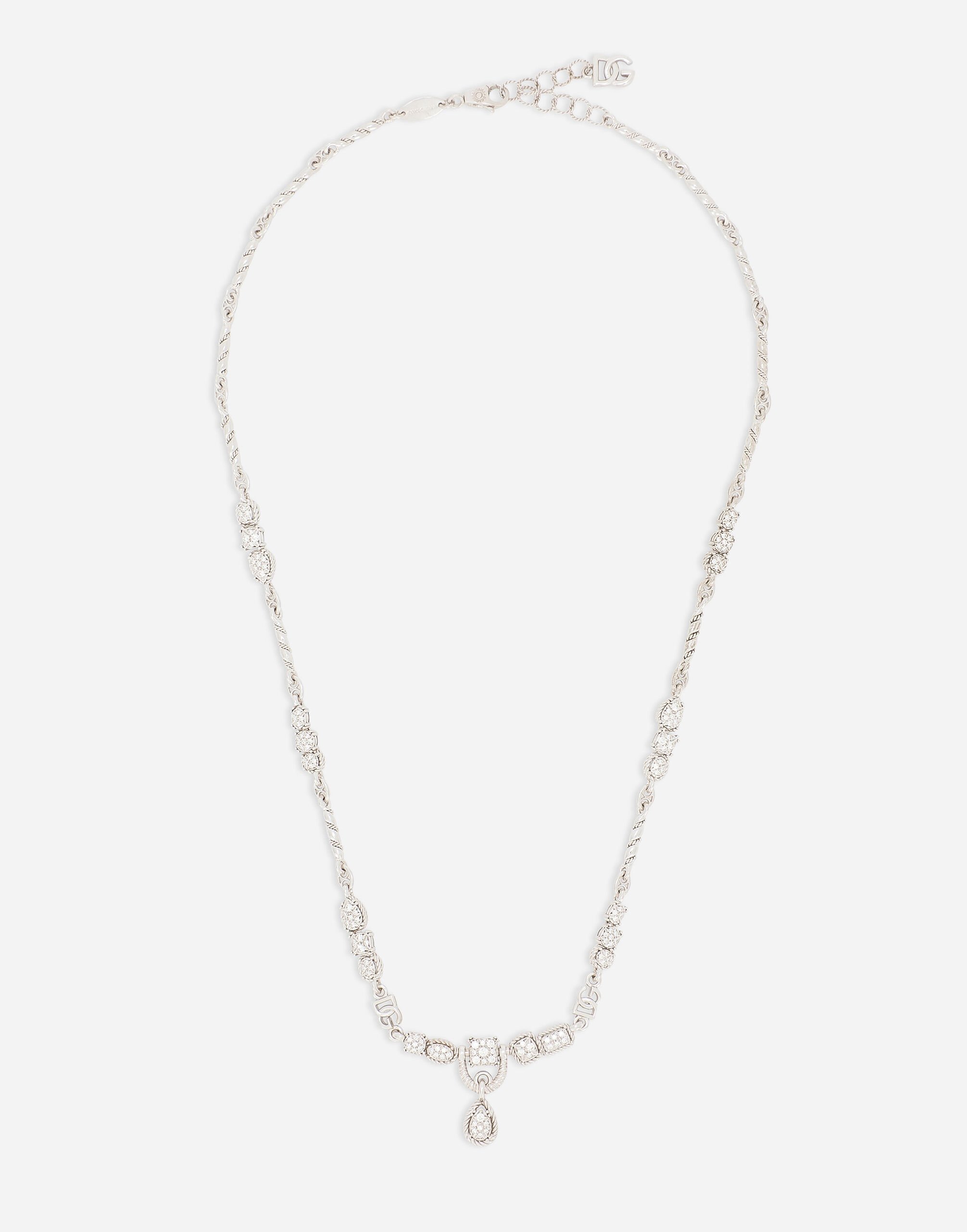 Dolce & Gabbana Collier Easy Diamond en or blanc 18 ct avec pavé de diamants Doré WNQA3GWQC01