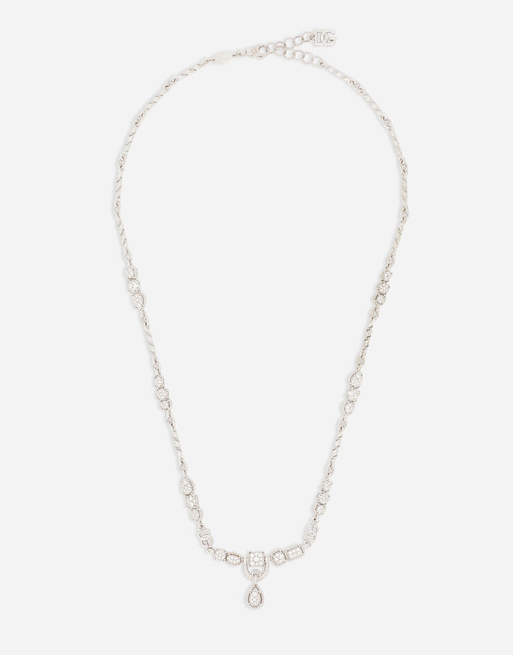 Dolce & Gabbana Collana Easy Diamond in oro bianco 18kt e pavé di diamanti White WAQD1GWPAVE